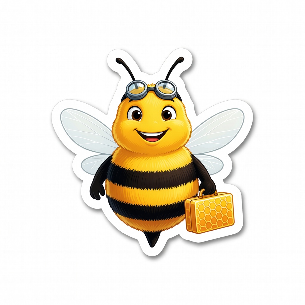 Bee mascot in sticker style