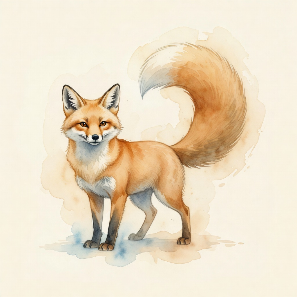 Fox mascot in watercolor style